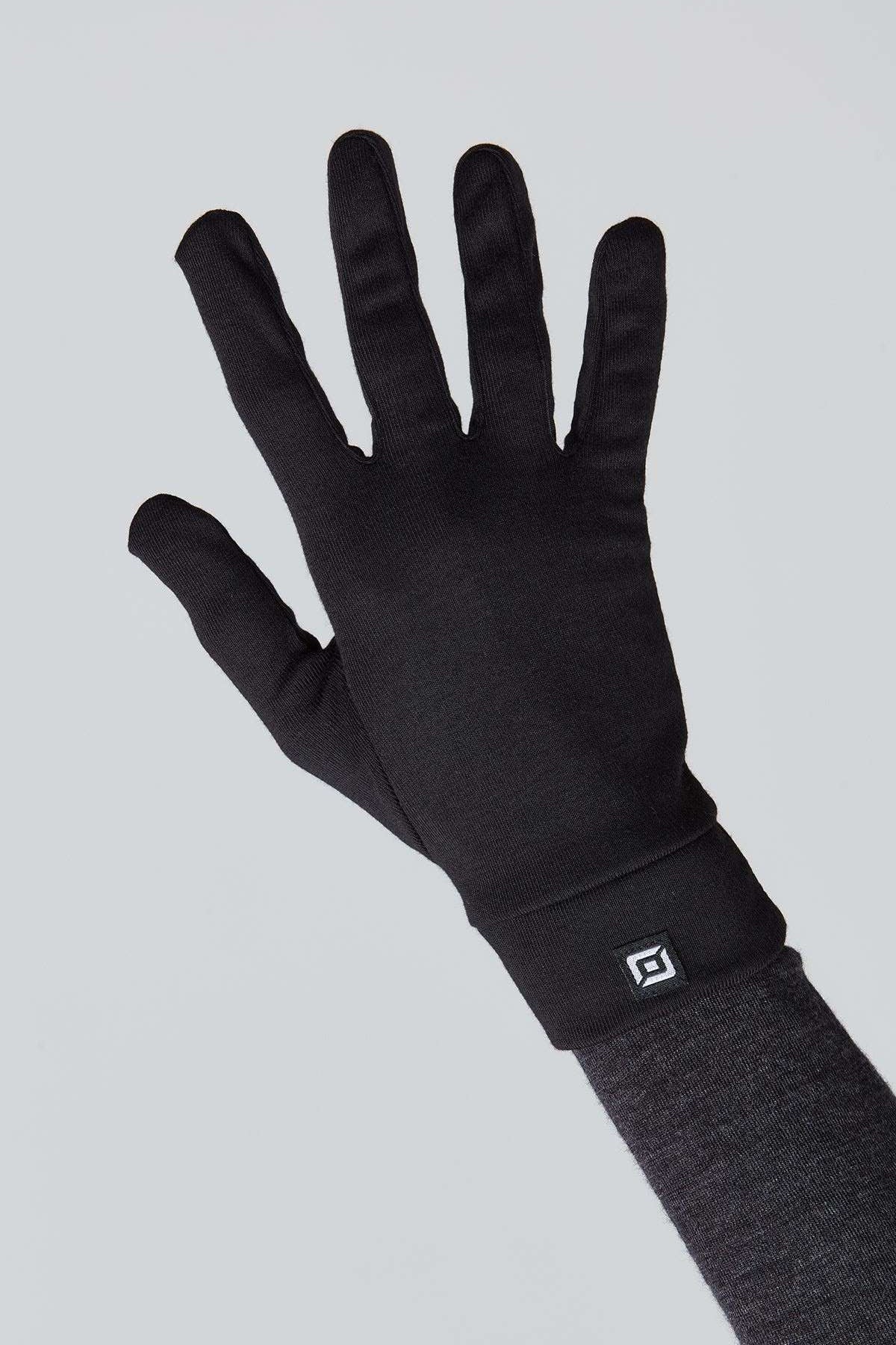 Frontansicht von Unisex Medium Light Thermo Handschuhe für Damen und Herren in schwarz von Belowzero
