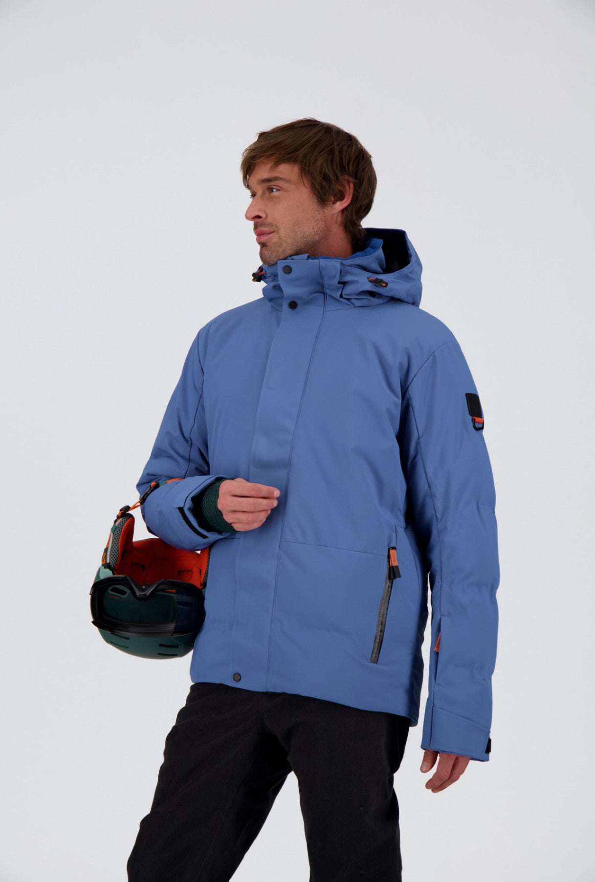 Frontansicht der blauen kurzen Herren Skijacke Wengen von Belowzero