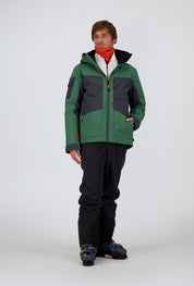 Ganzkörper Ansicht der sportlichen pine green/off black Herren Skijacke Saas Fee von Belowzero