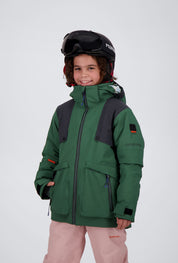 Frontansicht der pine green off black New Generation Skijacke Arosa von Belowzero