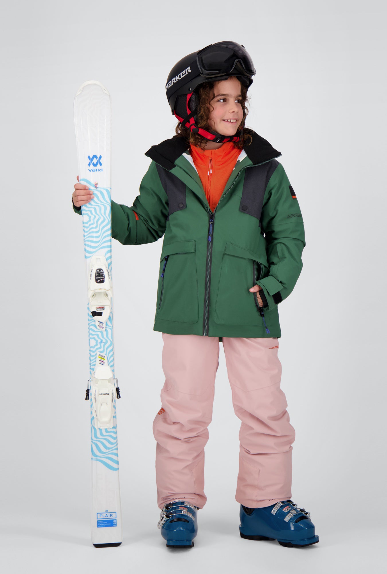 Ganzkörperansicht der pine green off black New Generation Skijacke Arosa von Belowzero