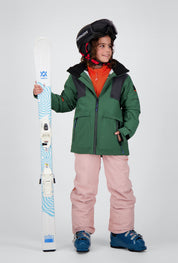 Ganzkörperansicht der pine green off black New Generation Skijacke Arosa von Belowzero