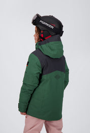 Rückenansicht der pine green off black New Generation Skijacke Arosa von Belowzero