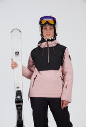 Frontansicht der powder rose off black New Generation Half Zip Skijacke Elm von Belowzero