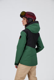 Rückenansicht der pine green off black New Generation Half Zip Skijacke Elm von Belowzero