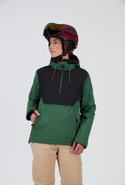 Frontansicht der pine green off black New Generation Half Zip Skijacke Elm von Belowzero