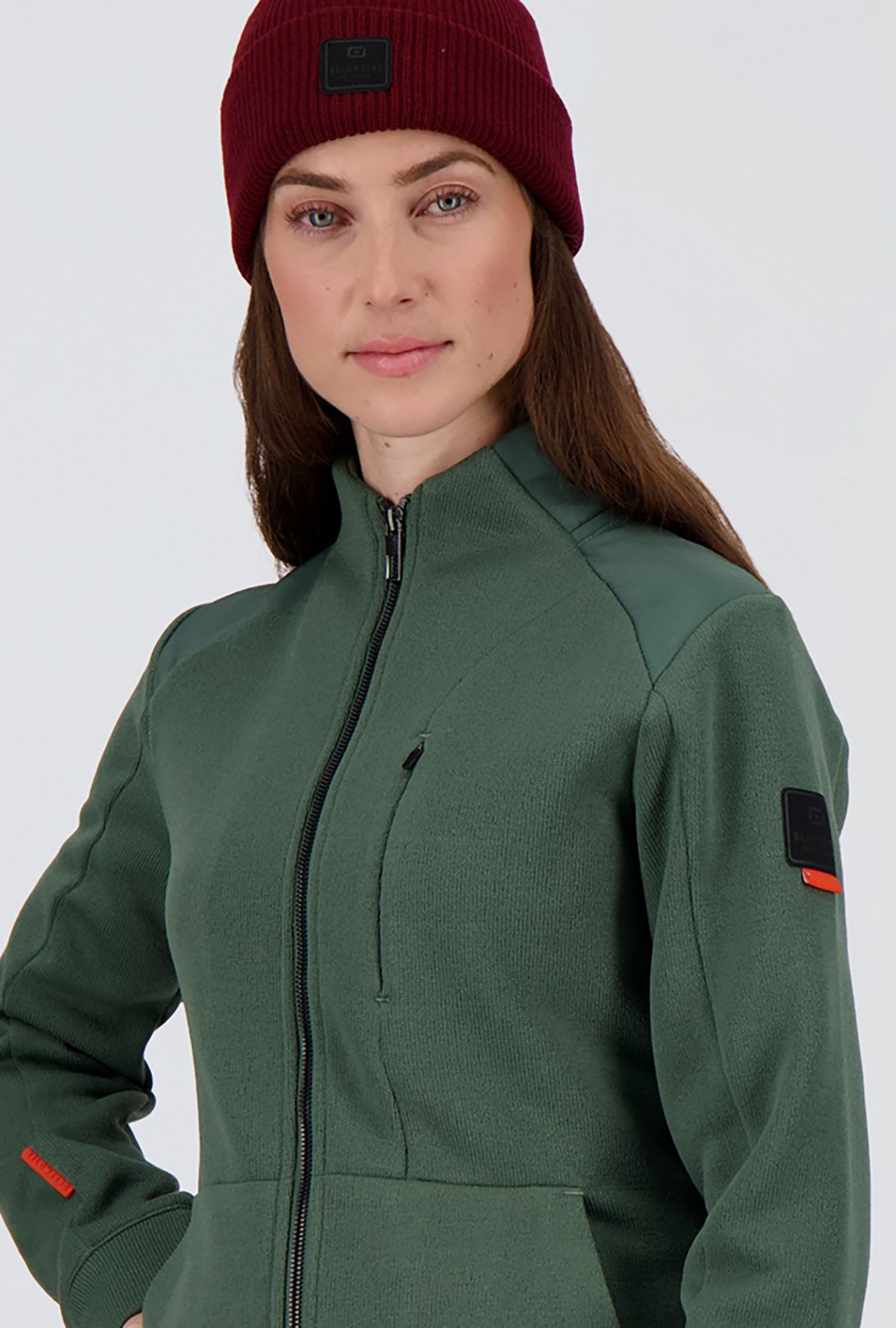 Detailbild der grünen Damen Falera Fleecjacke von Belowzero