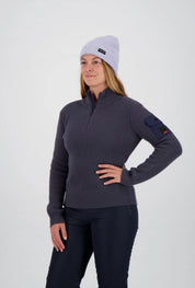 Frontansicht des nightfall Damen urban Merino Pullover Rigi von Belowzero