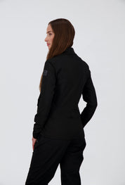 Rückenansicht des schwarzen sportlichen Damen Halfzip Shirts Pizol von Belowzero