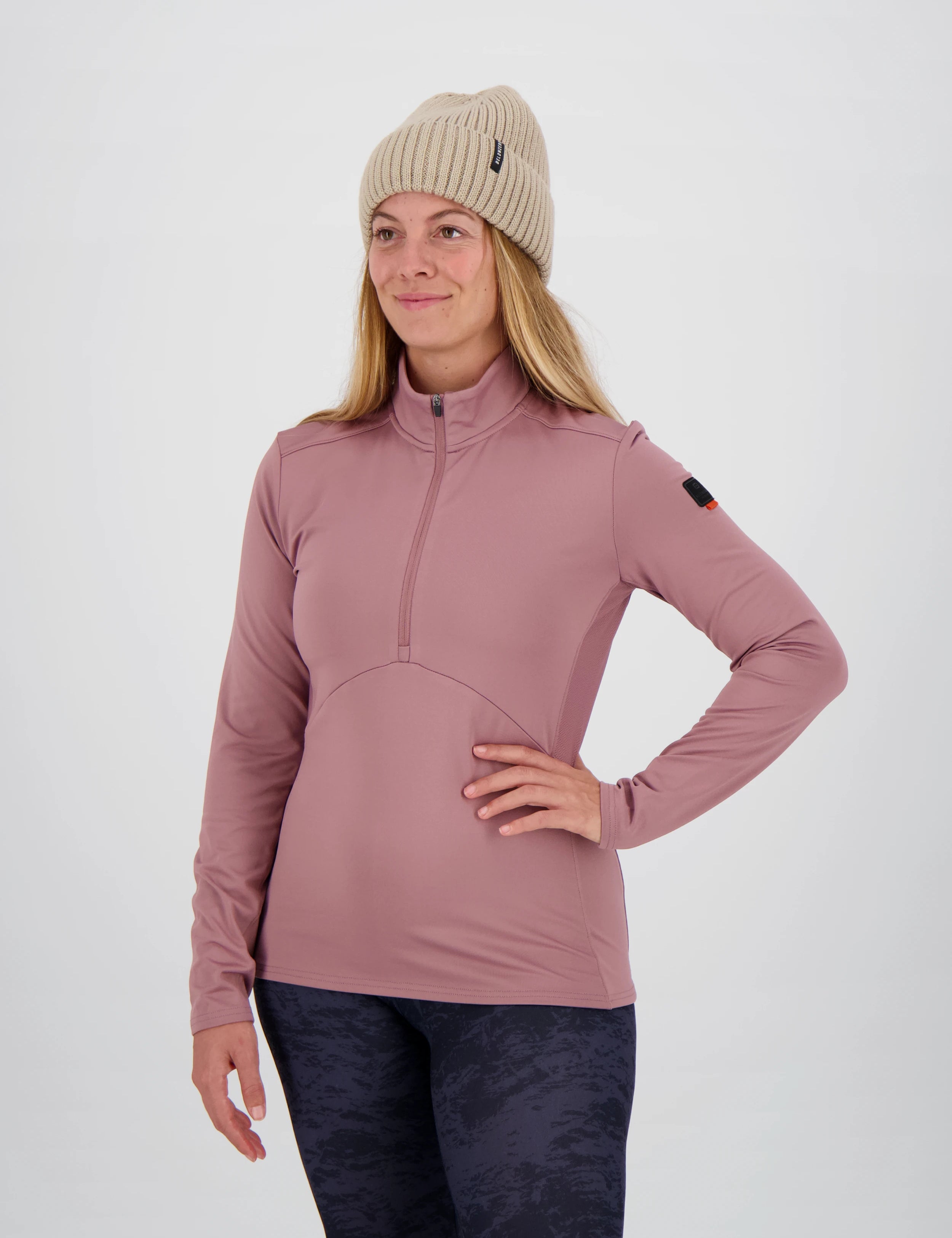 Frontansicht desice rose sportlichen Damen Halfzip Shirts Pizol von Belowzero