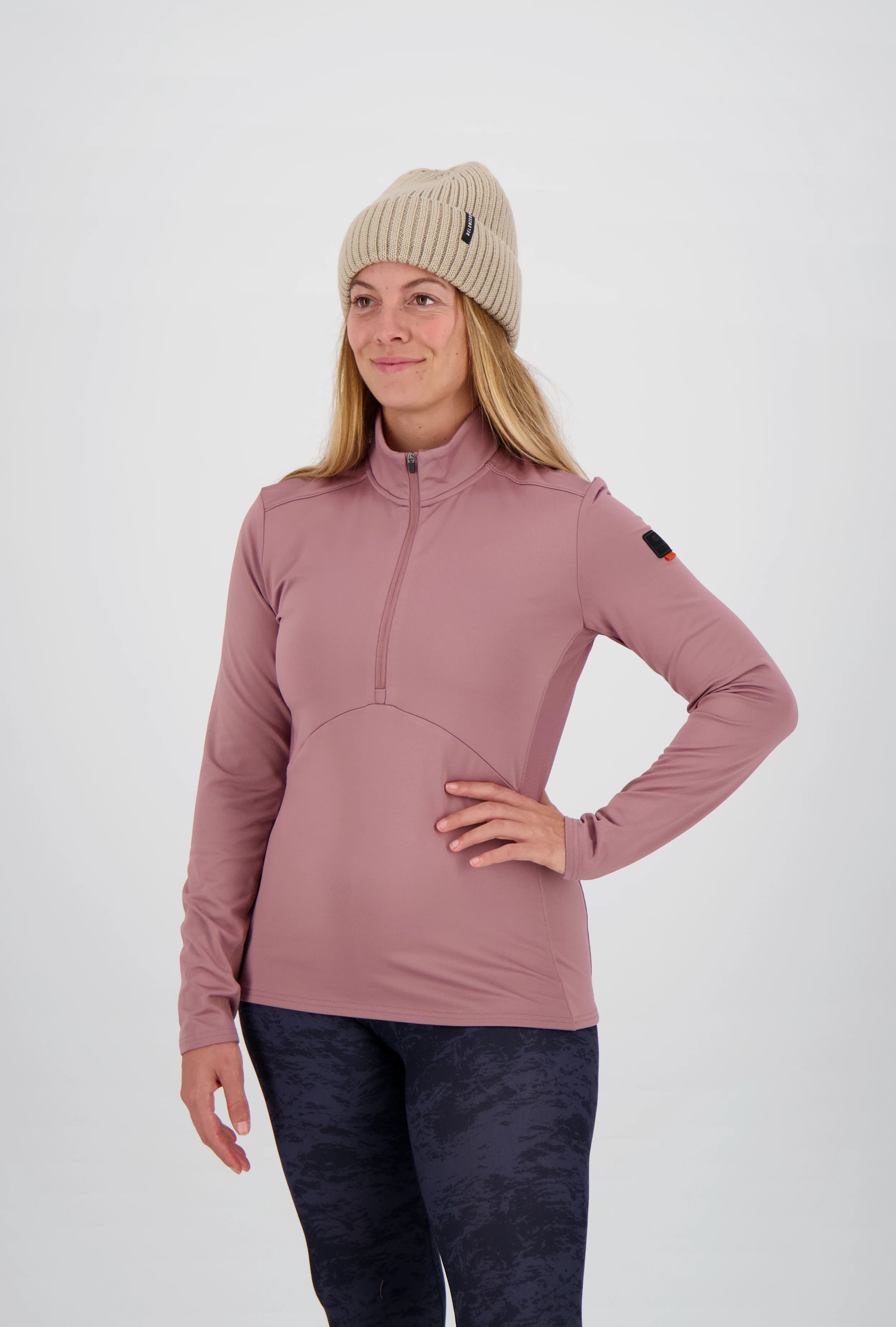 Frontansicht desice rose sportlichen Damen Halfzip Shirts Pizol von Belowzero