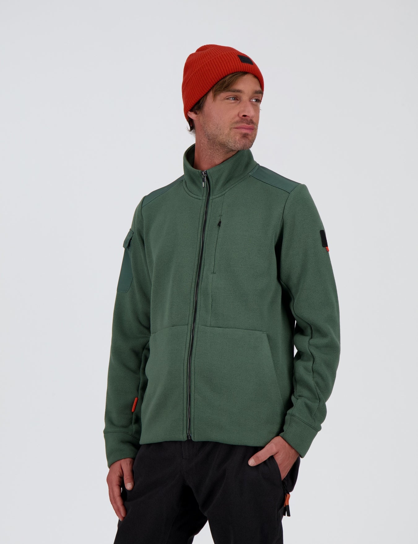 Frontansicht der pine green Herren urban Fleecejacke Bivio von Belowzero