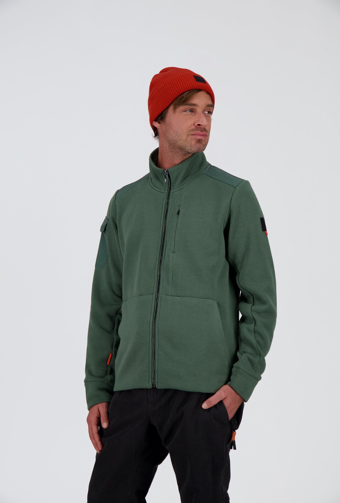 Frontansicht der pine green Herren urban Fleecejacke Bivio von Belowzero