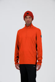 Frontansicht des orangen sportlichen Herren Halfzip Shirts Wangs von Belowzero