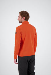 Rückenansicht des orangen sportlichen Herren Halfzip Shirts Wangs von Belowzero