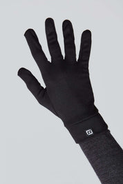 Frontansicht von Unisex Medium Light Thermo Handschuhe für Damen und Herren in schwarz von Belowzero 