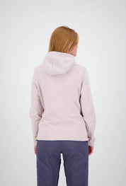 Rückenansicht des Damen Tech Hoodie Sion von Belowzero in magnolia cloud