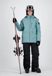 Gesamtkörperansicht der cold teal New Generation Skijacke Savognin von Belowzero